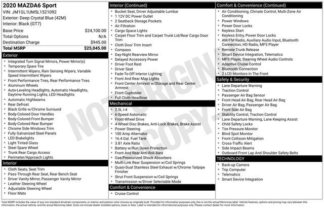 2020 MAZDA Mazda6 Sport Raleigh NC