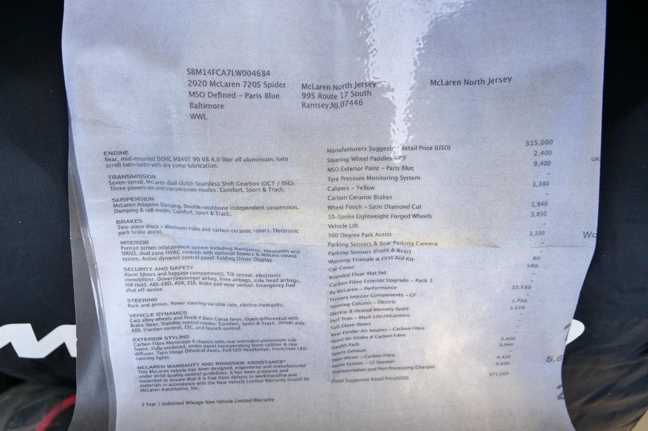 2020 McLaren 720S Spider / Performance Package / MSO Paint / Full PPF! Lincolnton NC