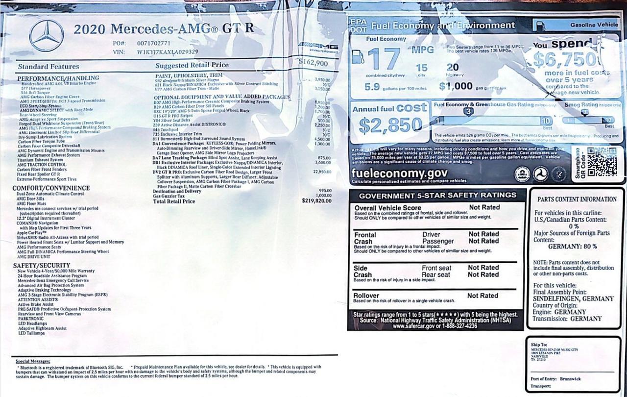 2020 Mercedes-Benz AMG GT R PRO Franklin TN