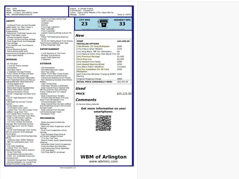 2020 Mercedes-Benz C-Class C 300 Sedan 4MATIC w/ AMG Line
