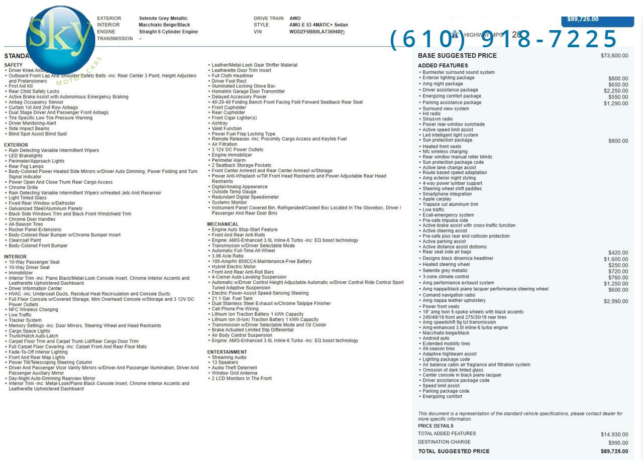 2020 Mercedes-Benz E-Class AMG E 53 4MATIC Driver Assist + Park Assist Pkgs