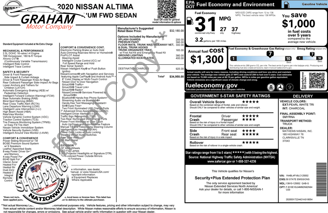 2020 Nissan Altima 2.5 Platinum