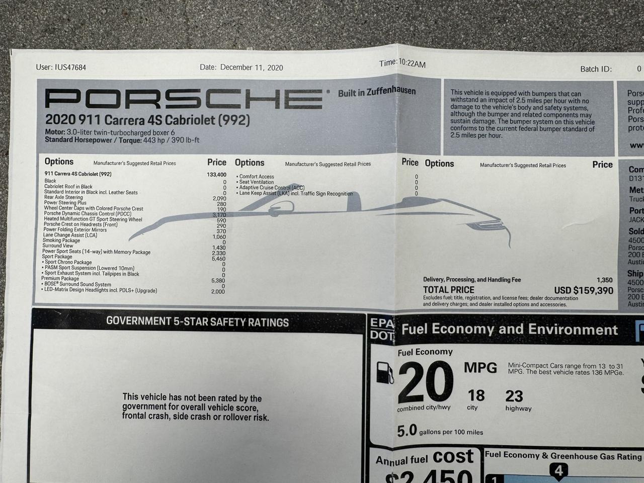 2020 Porsche 911 Carrera 4S Cabriolet Only 4k Miles 1-Owner Scottsdale AZ