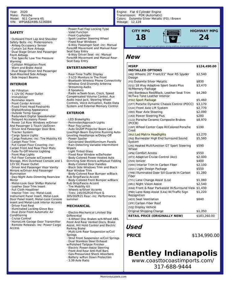 2020 Porsche 911 Carrera 4S Ft Lauderdale FL