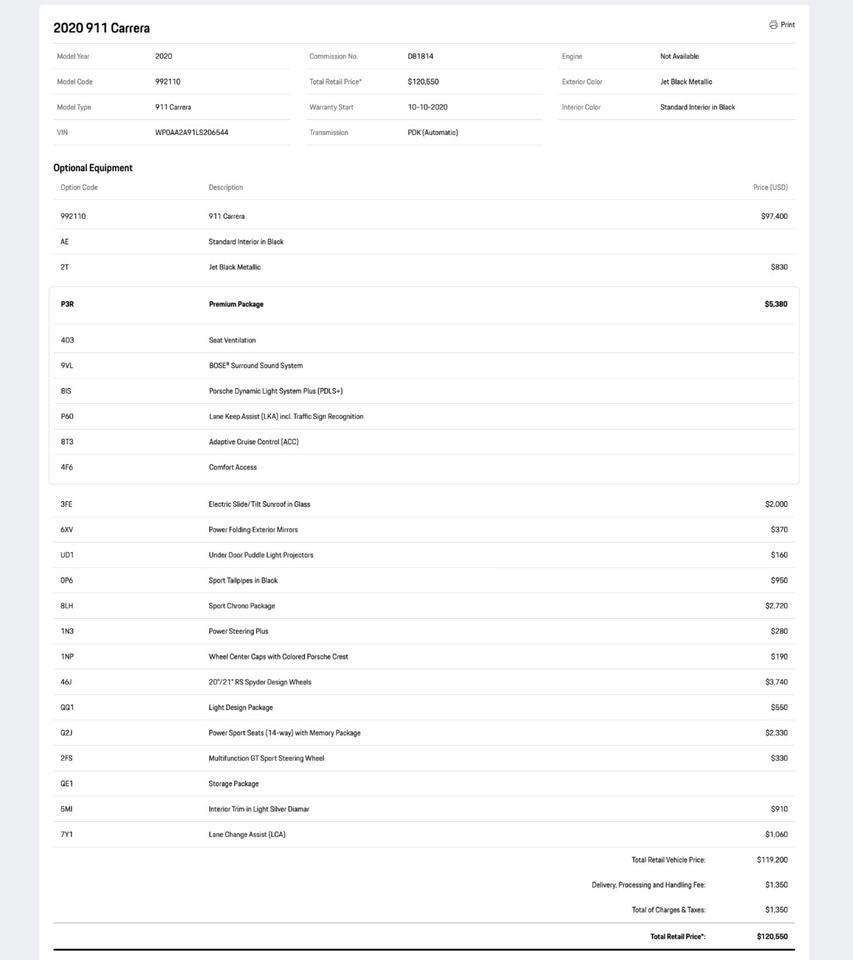 2020 Porsche 911 Carrera Pompano Beach FL