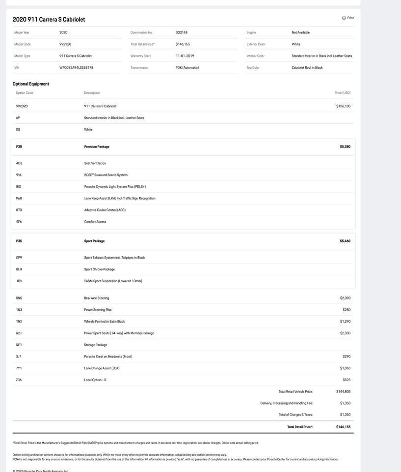 2020 Porsche 911 Carrera S Cabriolet Pompano Beach FL