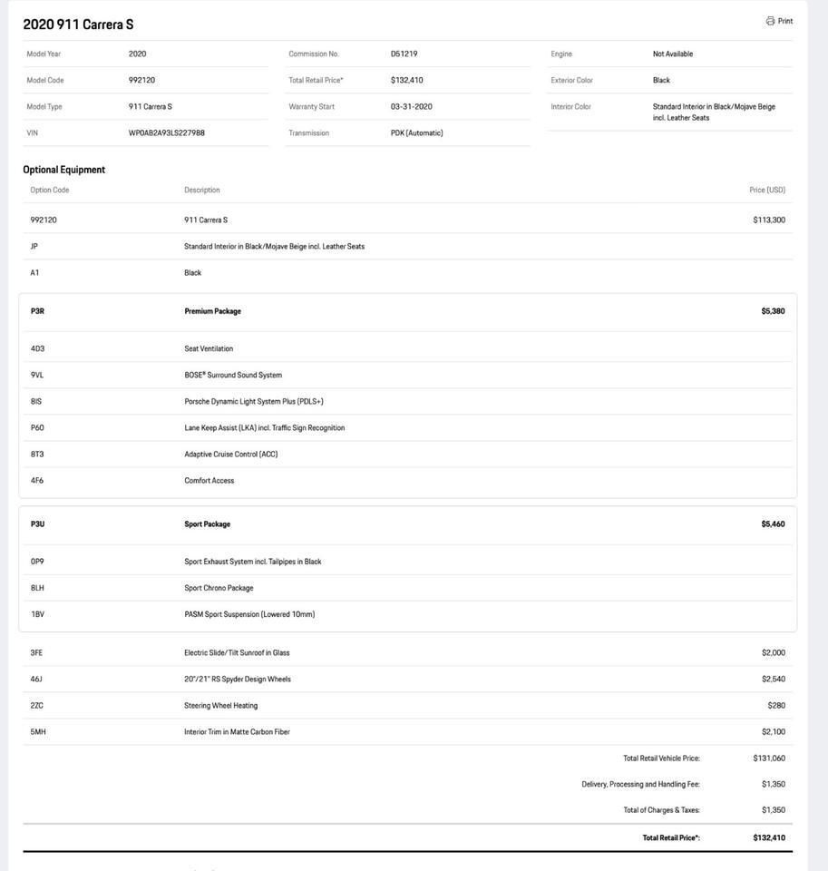 2020 Porsche 911 Carrera S Pompano Beach FL