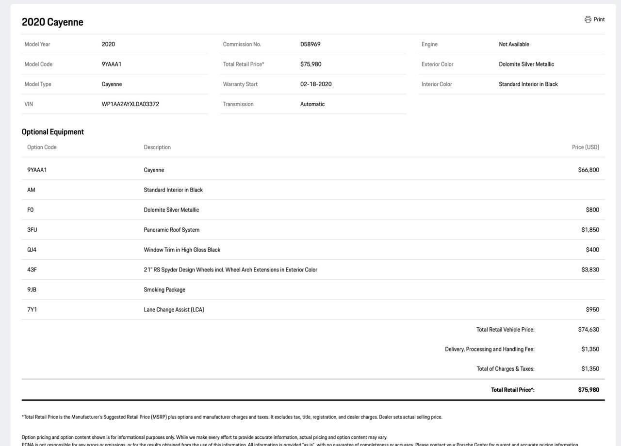 2020 Porsche Cayenne Pompano Beach FL