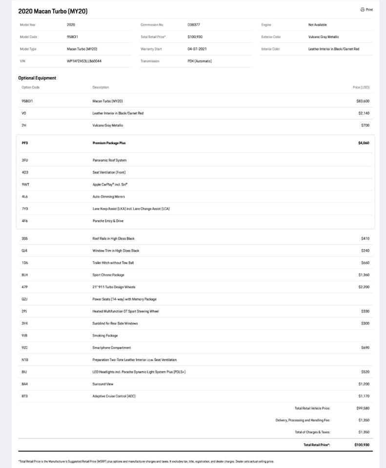 2020 Porsche Macan Turbo Pompano Beach FL