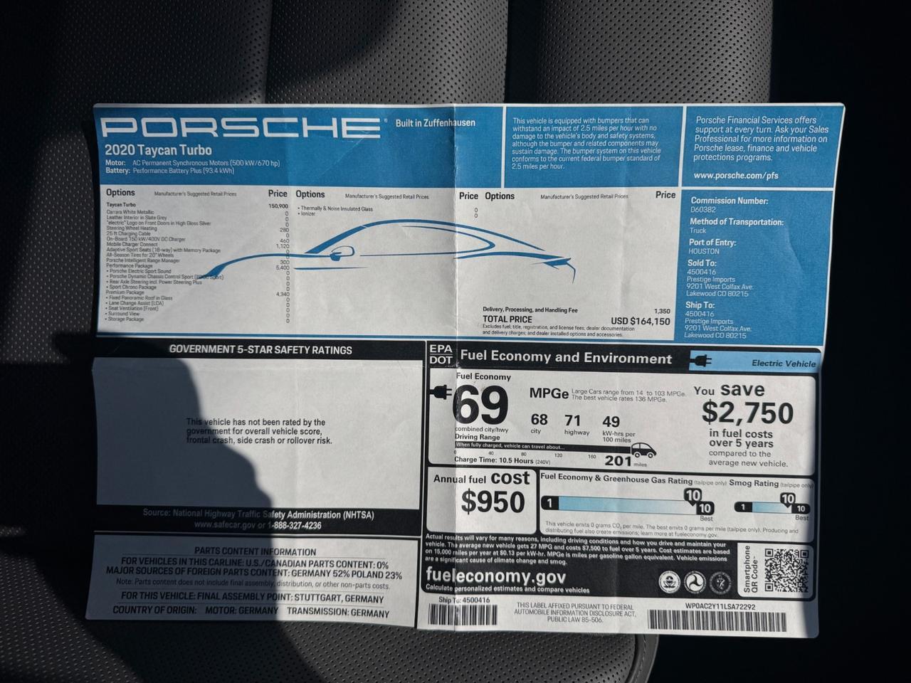 2020 Porsche Taycan Turbo / Performance Package / Premium Package! Lincolnton NC