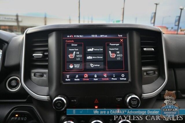 2020 Ram 1500 Big Horn / 4X4 / 5.7L V8 HEMI / Night Edition / Off Road & Level 2 Group / Crew Cab / Auto Start / Panoramic Sunroof / Power & Heated Cloth Seats / Heated Steering / Bed Liner / Tonneau Cover / Tow Pkg / 1-Owner Anchorage AK