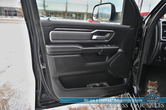 2020 Ram 1500 Big Horn / 4X4 / 5.7L V8 HEMI / Night Edition / Off Road & Level 2 Group / Crew Cab / Auto Start / Panoramic Sunroof / Power & Heated Cloth Seats / Heated Steering / Bed Liner / Tonneau Cover / Tow Pkg / 1-Owner Anchorage AK