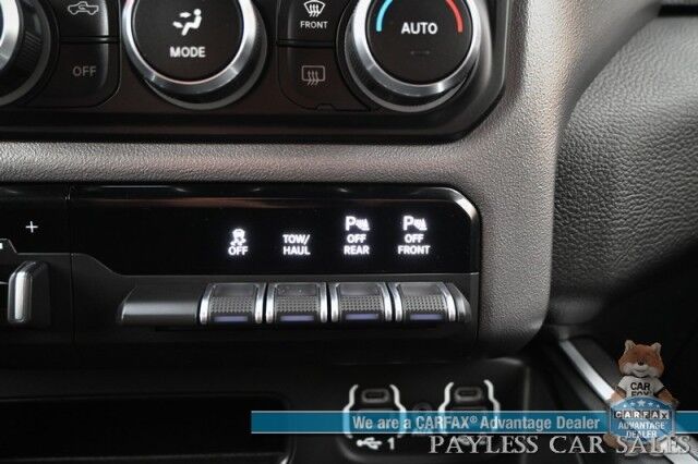 2020 Ram 1500 Big Horn / 4X4 / 5.7L V8 HEMI / Night Edition / Off Road & Level 2 Group / Crew Cab / Auto Start / Panoramic Sunroof / Power & Heated Cloth Seats / Heated Steering / Bed Liner / Tonneau Cover / Tow Pkg / 1-Owner Anchorage AK