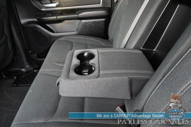 2020 Ram 1500 Big Horn / 4X4 / 5.7L V8 HEMI / Night Edition / Off Road & Level 2 Group / Crew Cab / Auto Start / Panoramic Sunroof / Power & Heated Cloth Seats / Heated Steering / Bed Liner / Tonneau Cover / Tow Pkg / 1-Owner Anchorage AK