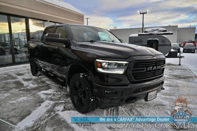 2020 Ram 1500 Big Horn / 4X4 / 5.7L V8 HEMI / Night Edition / Off Road & Level 2 Group / Crew Cab / Auto Start / Panoramic Sunroof / Power & Heated Cloth Seats / Heated Steering / Bed Liner / Tonneau Cover / Tow Pkg / 1-Owner Anchorage AK