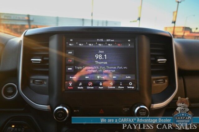 2020 Ram 1500 Big Horn / 4X4 / Quad Cab / 5.7L V8 HEMI / Auto Start / Power & Heated Cloth Seats / Heated Steering Wheel / Apple CarPlay & Adroid Auto / Back Up Camera / Cruise Control / Alloy Wheels / Tow Pkg Anchorage AK 2020 Ram 1500 Big Horn / 4X4 / Quad Cab / 5.7L V8 HEMI / Auto Start / Power & Heated Cloth Seats / Heated Steering Wheel / Apple CarPlay & Adroid Auto / Back Up Camera / Cruise Control / Alloy Wheels / Tow Pkg Anchorage AK