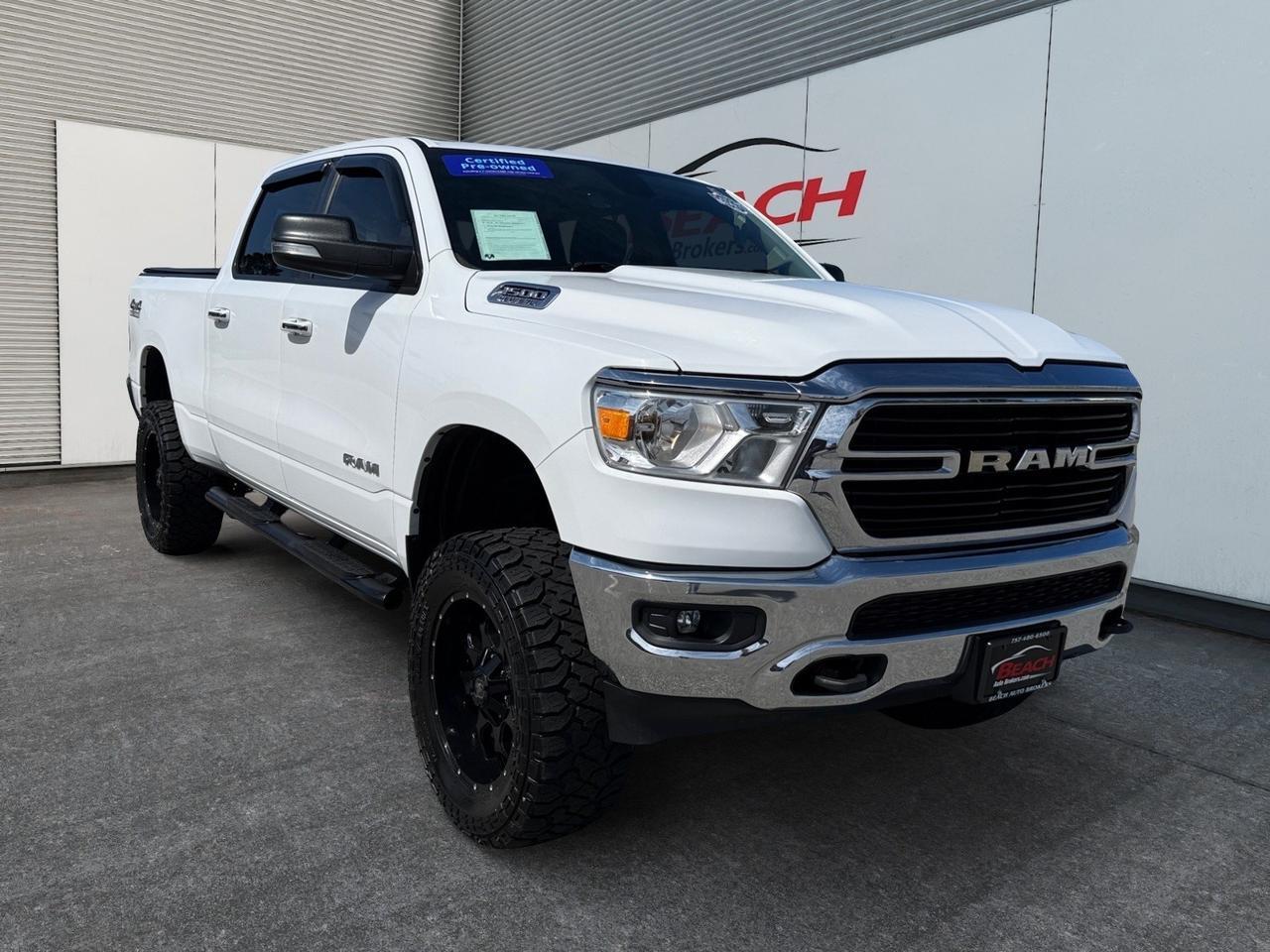 2020 Ram 1500 Big Horn, APPLE CARPLAY/ANDROID AUTO, POWER SLIDING REAR WINDOW, BACKUP CAMERA, BLUETOOTH, PUSH BUTTON START, BED LINER, TOW PACKAGE, TOW HOOKS, COME AND SEE THIS RAM 1500! Norfolk VA