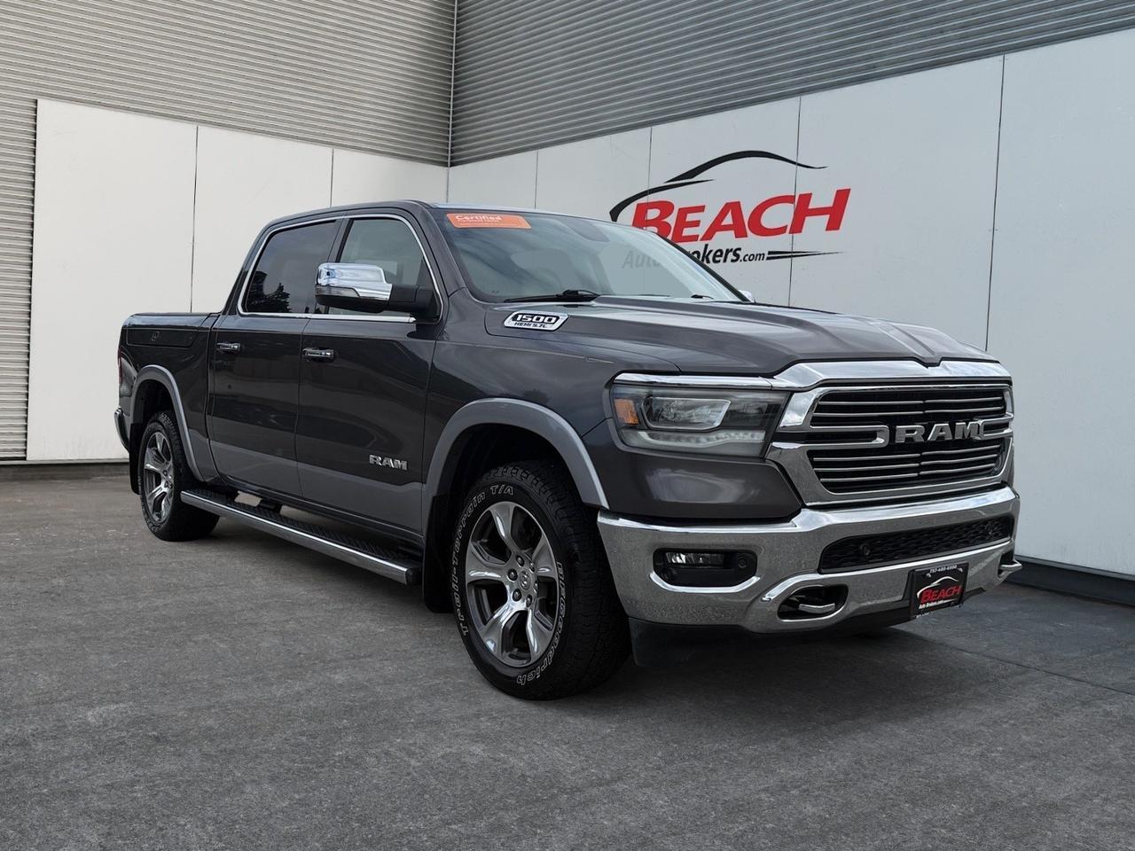 2020 Ram 1500 Laramie, HEATED AND VENTILATED FRONT SEATS, 2ND ROW IN FLOOR STORAGE BINS, REAR POWER SLIDING WINDOWS, CHROME TOW HOOKS, RUNNING BOARDS, REMOTE TAILGATE RELEASE, V8 HEMI, DONT LET YOUR DREAM TRUCK PASS YOU BY! Norfolk VA