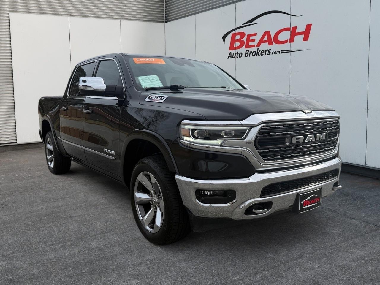 2020 Ram 1500 Limited, HEATED AND VENTILATED SEATS, HEATED AND VENTILATED REAR SEATS, HEATED STEERING WHEEL, TOW HOOKS, SLIDING REAR WINDOW, WIRELESS PHONE CONNECTIVITY, POWER RUNNING BOARDS, TOW PACKAGE, CLEAN CARFAX, ONLY 1 OWNER, POWER THAT PULLS ITS WEIGHT!!!