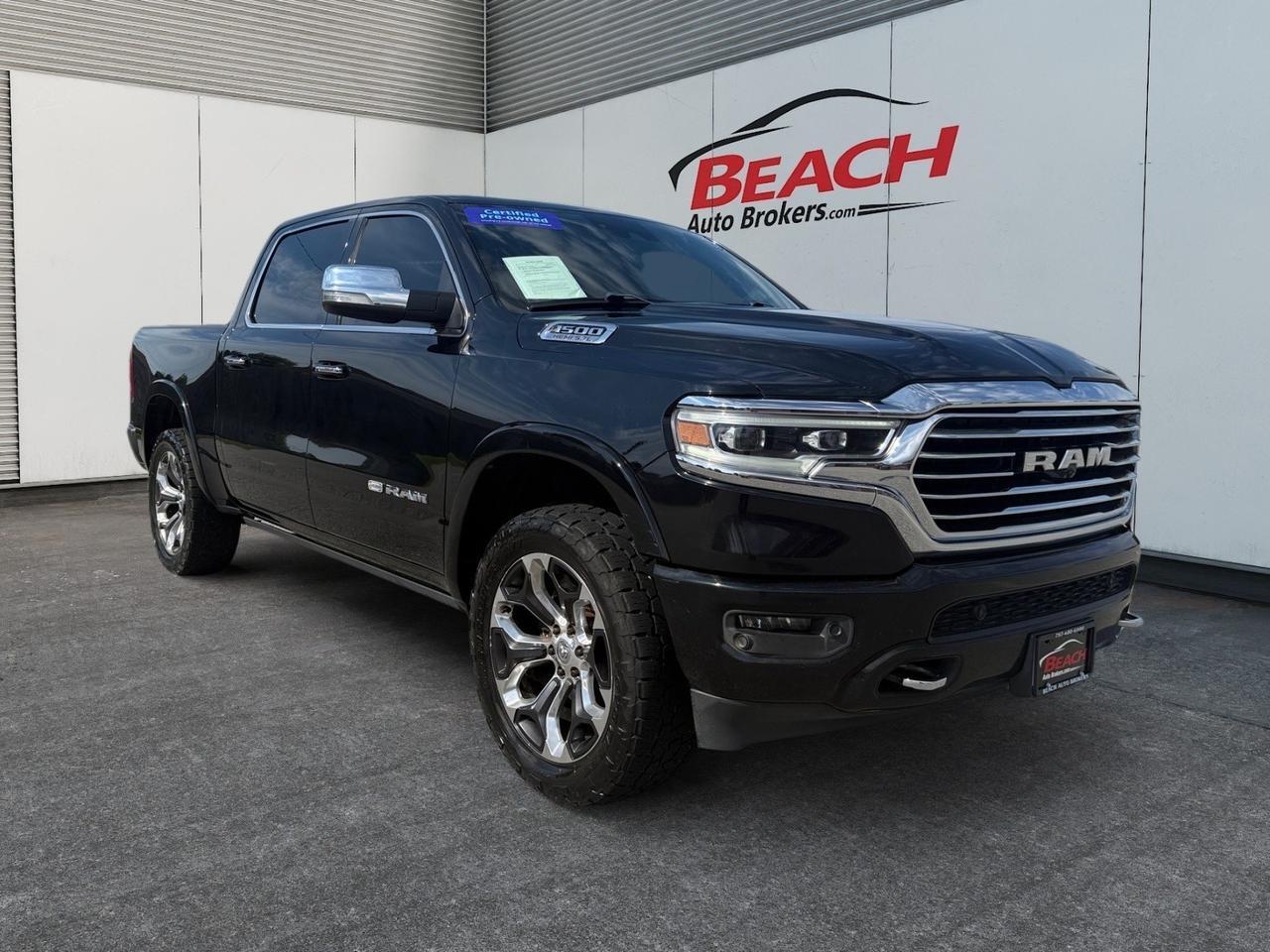 2020 Ram 1500 Longhorn, HEATED/VENTILATED FRONT,REAR SEATS, HEATED STEERING WHEEL, APPLE CARPLAY/ANDROID AUTO, MOONROOF, BED LINER, POWER RUNNING BOARDS, POWER SLIDING REAR WINDOW, HARMAN/KARDON SPEAKERS, BACKUP CAMERA, TOW PACKAGE, THIS RAM 1500 HAS IT ALL MAKE I
