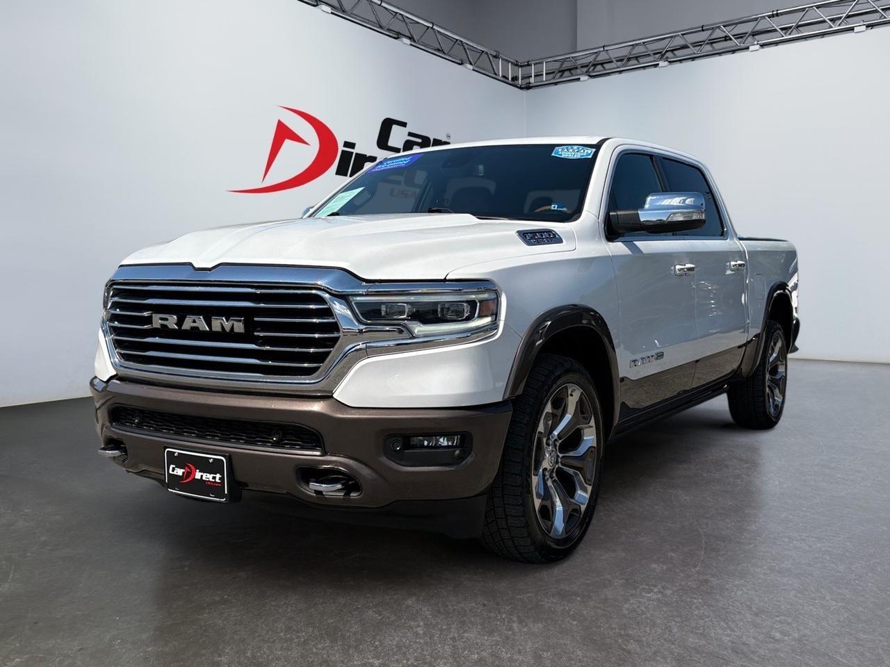 2020 Ram 1500 Longhorn, POWER RUNNING BOARDS, DUAL PANORAMIC SUNROOF, REMOTE TAILGATE RELEASE, TOW PACKAGE, MULTIPLE VIEW BACKUP CAMERA, BLIND SPOT ALERT, LANE KEEP ASSIST, APPLE CARPLAY/ANDROID AUTO, HEATED STEERING WHEEL & FRONT/REAR SEATS, ONLY 1 OWNER, CLEAN C