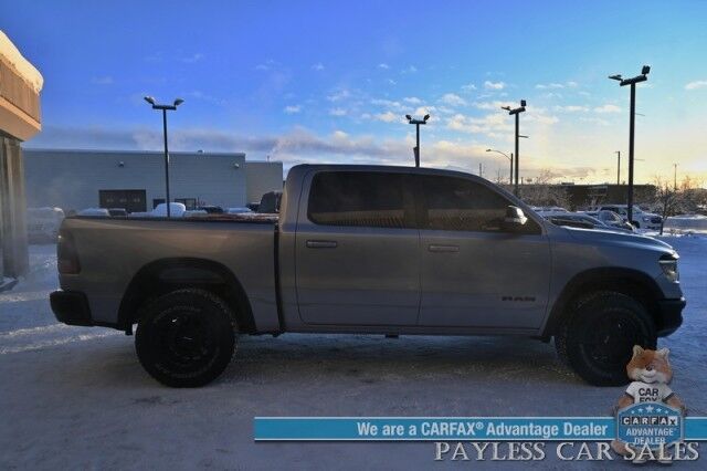 2020 Ram 1500 Rebel / 4X4 / Crew Cab / 5.7L V8 / Level 2 Group / Comfort & Convenience Group / Auto Start / Front & Rear Heated Leather Seats / Heated Steering / NAV / Harman Kardon / Tonneau Cover / Bed Liner / Tow Pkg Anchorage AK