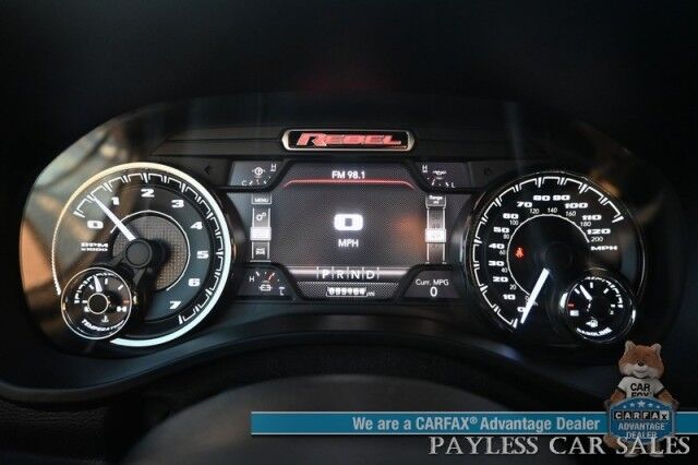 2020 Ram 1500 Rebel / 4X4 / Crew Cab / 5.7L V8 / Level 2 Group / Comfort & Convenience Group / Auto Start / Front & Rear Heated Leather Seats / Heated Steering / NAV / Harman Kardon / Tonneau Cover / Bed Liner / Tow Pkg Anchorage AK