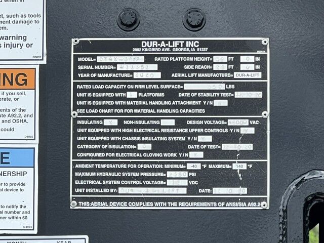 2020 Ram 5500 SL Dur-A-Lift DTAX-39FP 44' Working Height Bucket Truck Homestead FL