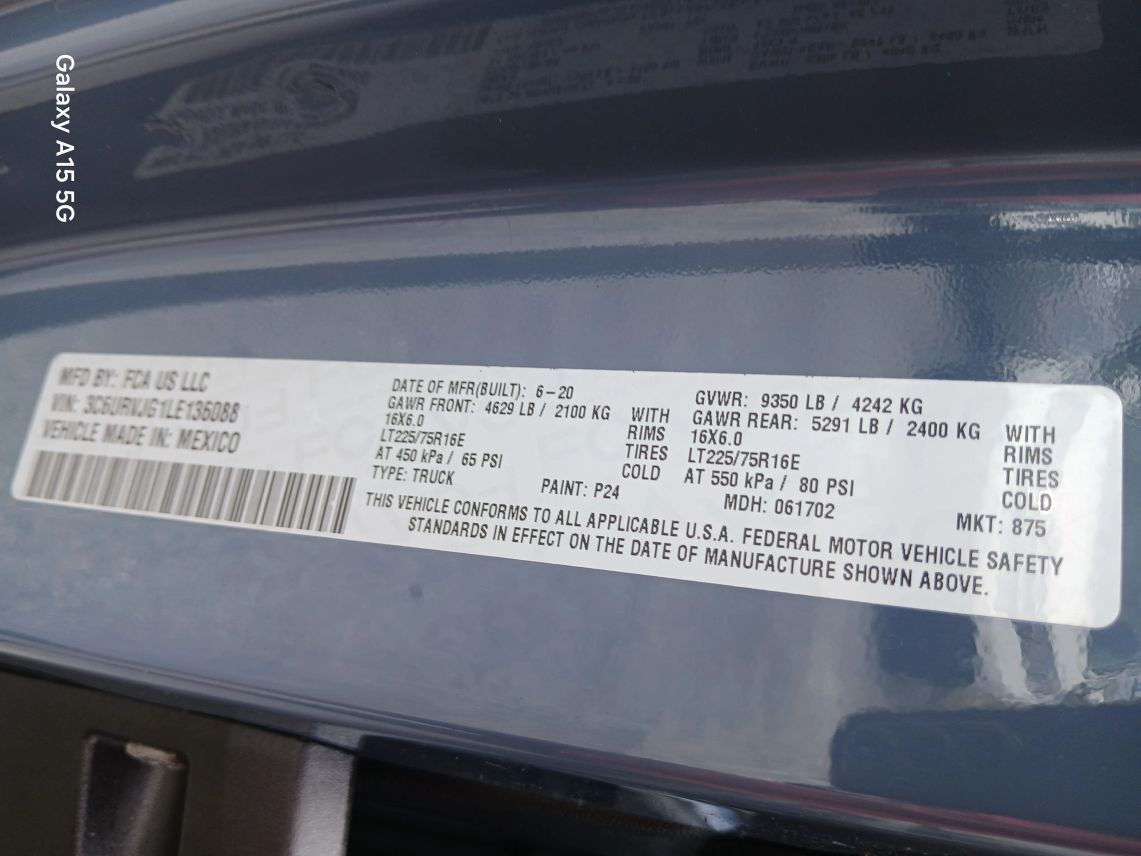 2020 Ram ProMaster Cargo Van 3500 High Roof Extended Van 3D Maitland FL