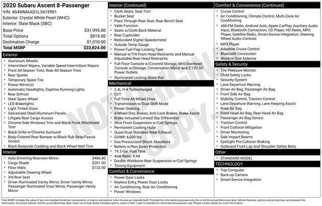 2020 Subaru Ascent Base Raleigh NC