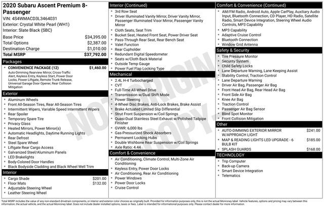 2020 Subaru Ascent Premium Raleigh NC