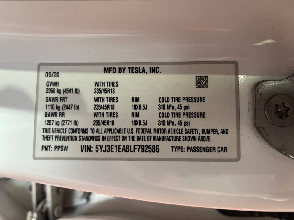 2020 Tesla Model 3 Standard Range Plus Rear-Wheel Drive Franklin OH