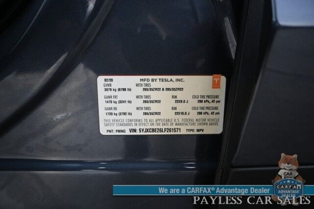 2020 Tesla Model X Long Range Plus / AWD / Front & Rear Heated Leather Seats / Heated Steering Wheel / NAV / Lane Departure & Blind Spot Alert / Autopilot / 3rd Row / Rear Captains Chairs / Seats 6 / 371 Mile Range / Tow Pkg / 1-Owner Anchorage AK 2020 Tesla Model X Long Range Plus / AWD / Front & Rear Heated Leather Seats / Heated Steering Wheel / NAV / Lane Departure & Blind Spot Alert / Autopilot / 3rd Row / Rear Captains Chairs / Seats 6 / 371 Mile Range / Tow Pkg / 1-Owner Anchorage AK