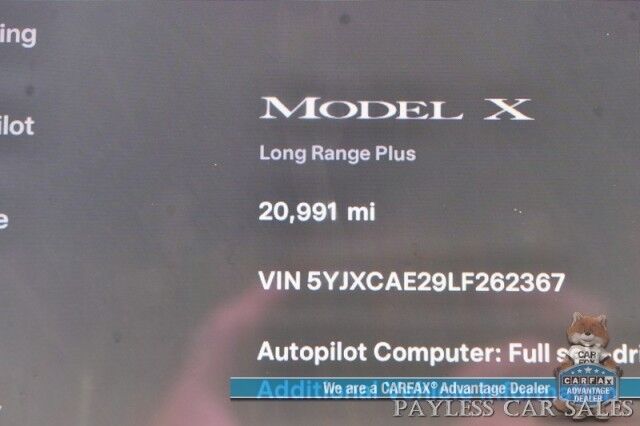 2020 Tesla Model X Long Range Plus / AWD / Power & Heated Leather Seats / Heated Steering Wheel / Navigation / Auto Pilot / Adaptive Cruise / Lane Departure / 3rd Row / Seats 7 / Bluetooth / Back Up Camera / 371 Mi Range Anchorage AK