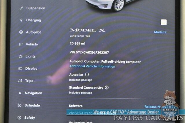 2020 Tesla Model X Long Range Plus / AWD / Power & Heated Leather Seats / Heated Steering Wheel / Navigation / Auto Pilot / Adaptive Cruise / Lane Departure / 3rd Row / Seats 7 / Bluetooth / Back Up Camera / 371 Mi Range Anchorage AK