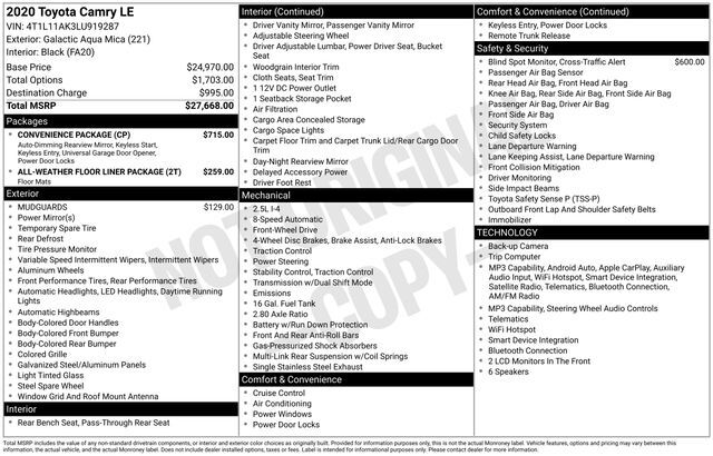 2020 Toyota Camry LE Raleigh NC