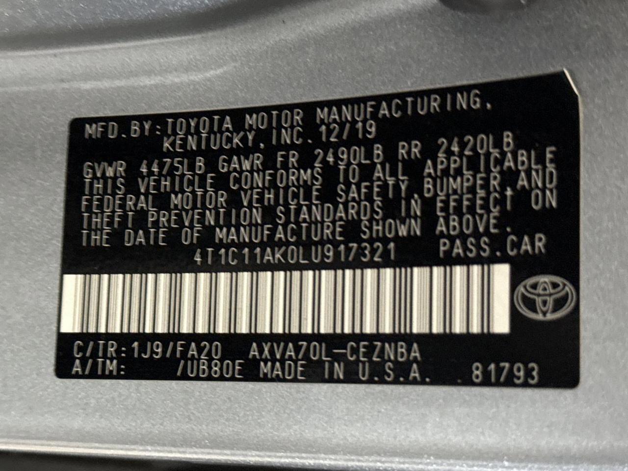 2020 Toyota Camry LE San Antonio TX