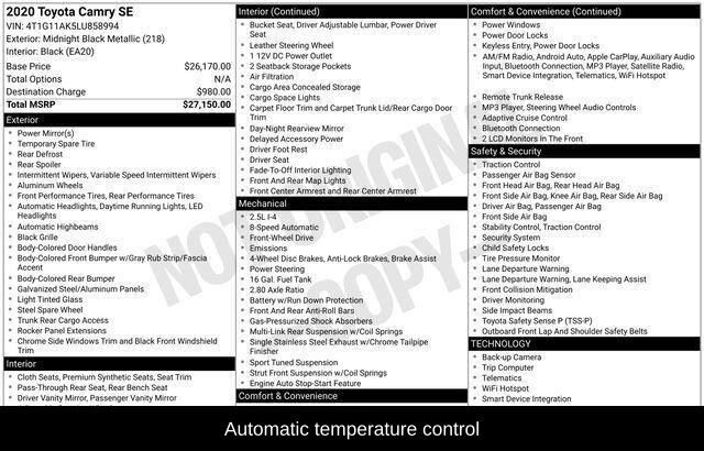 2020 Toyota Camry SE Raleigh NC