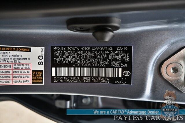 2020 Toyota Corolla LE / Automatic / Power Mirrors, Windows & Locks / Adaptive Cruise Control / Lane Departure & Forward Collision Alert / Apple CarPlay & Android Auto / Back Up Camera / Keyless Entry & Start / 38 MPG Anchorage AK