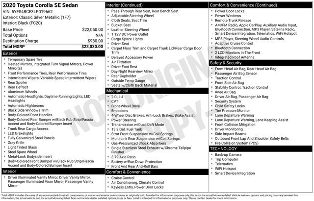 2020 Toyota Corolla SE Raleigh NC