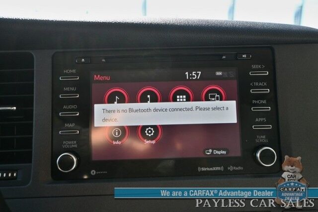 2020 Toyota Sienna LE / AWD / Power Premium Cloth Seats / Adaptive Cruise Control / Lane Departure & Blind Spot Alert / Apple CarPlay & Android Auto / Back Up Camera / 3rd Row / Seats 7 / Keyless Entry & Start / 24 MPG / 1-Owner Anchorage AK