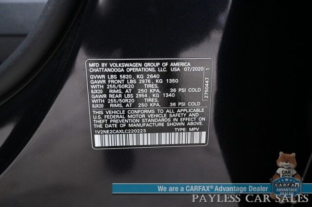 2020 Volkswagen Atlas Cross Sport SEL Premium / AWD / Auto Start / Heated & Cooled Leather Seats / Heated Steering Wheel / Navigation / Sunroof / Fender Speakers / Adaptive Cruise / Blind Spot & Collision Alert / Tow Pkg / 1-Owner Anchorage AK