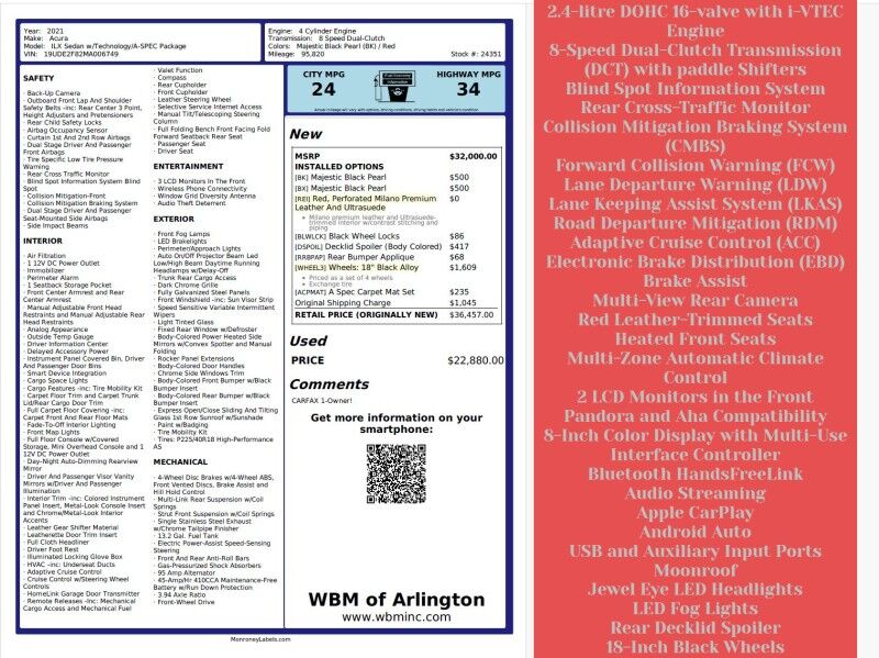 2021 Acura ILX w/Technology/A-SPEC Package