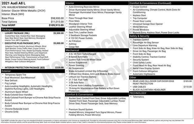 2021 Audi A8 4.0 Raleigh NC