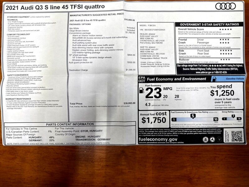 2021 Audi Q3 quattro Premium S Line 45 TFSI Arlington VA