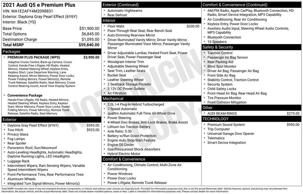 2021 Audi Q5 e 55 Premium OR