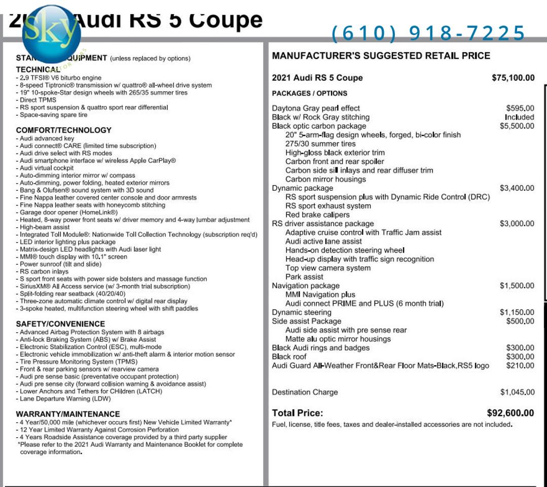 2021 Audi RS 5 Coupe Quattro AWD