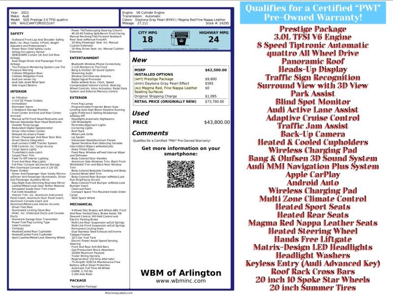 2021 Audi SQ5 3.0T quattro Prestige AWD