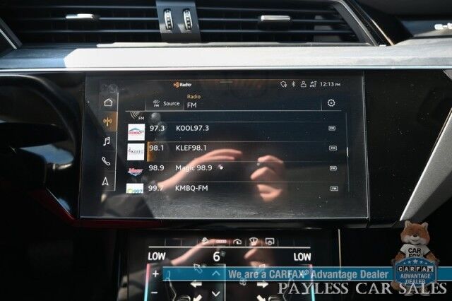 2021 Audi e-tron Prestige / AWD / Black Optic Pkg / Heated & Cooled Leather Seats / Panoramic Sunroof / Navigation / HUD / Bang & Olufsen Speakers / Lane Departure & Blind Spot Alert / 222 Mile Range / Low Miles / 1-Owner Anchorage AK