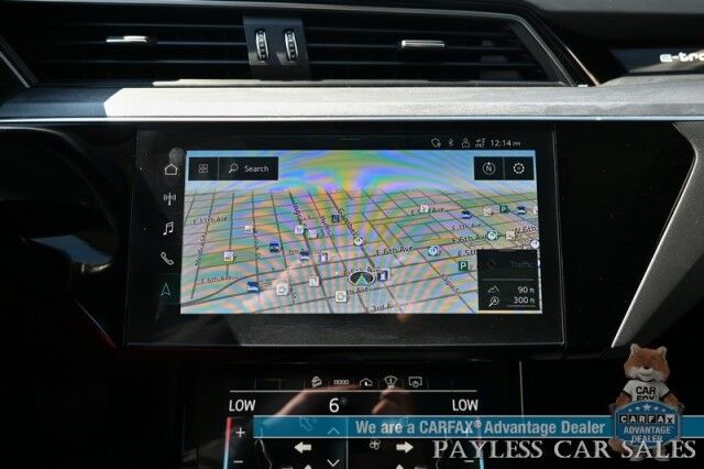 2021 Audi e-tron Prestige / AWD / Black Optic Pkg / Heated & Cooled Leather Seats / Panoramic Sunroof / Navigation / HUD / Bang & Olufsen Speakers / Lane Departure & Blind Spot Alert / 222 Mile Range / Low Miles / 1-Owner Anchorage AK